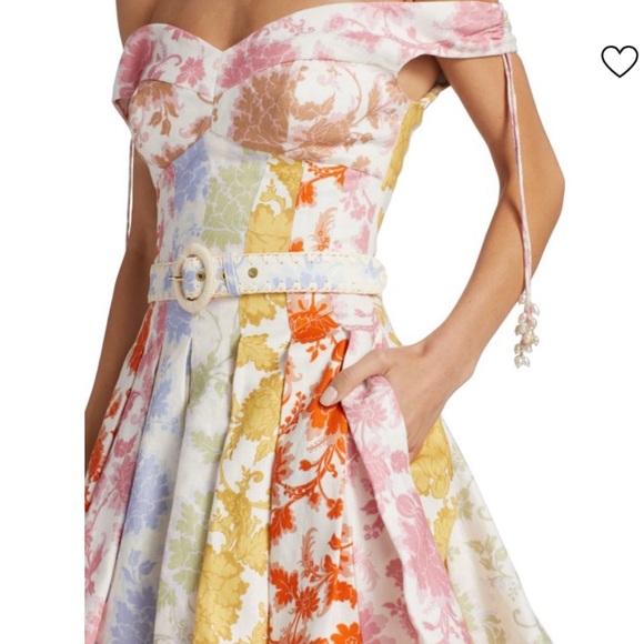 Zimmermann Multicolor Off-Shoulder Mini Dress 3 - Picture 4 of 11